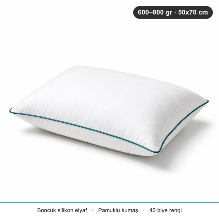 Eco Biyeli Yastık 600 gr · Yumuşak · 2 Adet · Petrol Mavisi
