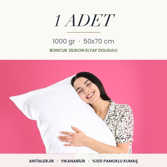 Düz Beyaz Yastık 1000 gr · Orta sert · 1 Adet
