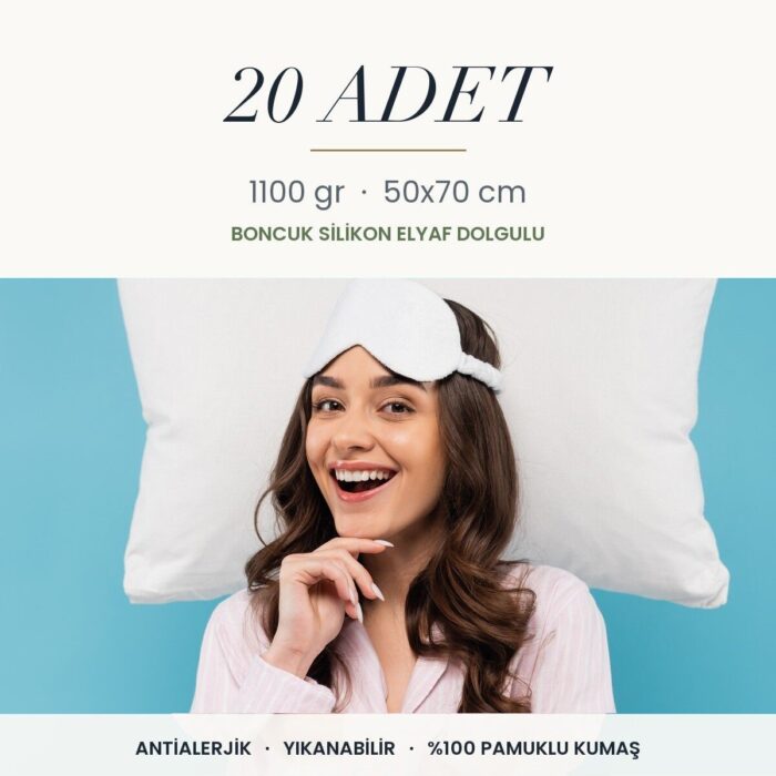 Düz Beyaz Yastık 1100 gr · Sert · 20 Adet
