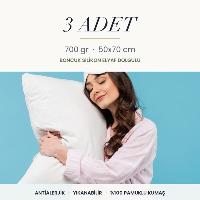 Düz Beyaz Yastık 700 gr · Yumuşak · 3 Adet