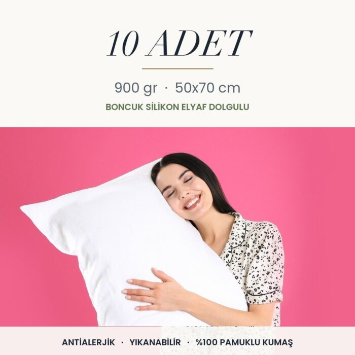 Düz Beyaz Yastık 900 gr · Orta · 10 Adet