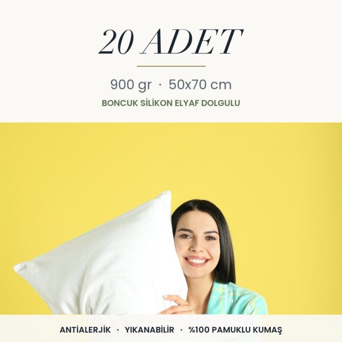 Düz Beyaz Yastık 900 gr · Orta · 20 Adet