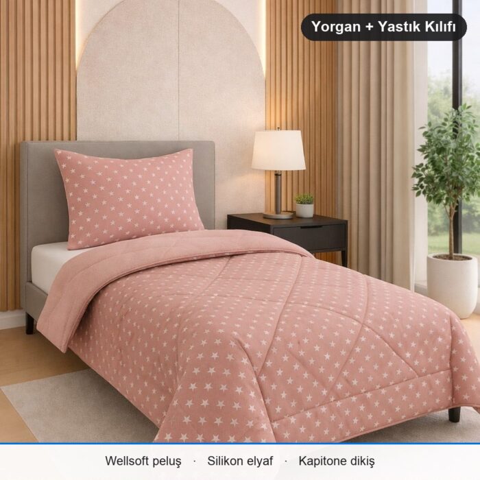 Karmina Ultura Wellsoft Uyku Seti Tek Kişilik · 155 x 215 cm · Pudra Yıldızlı